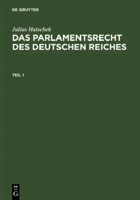 Teil 1 (English, Julius Hatschek)