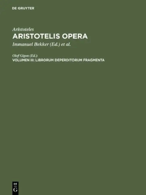 Librorum Deperditorum Fragmenta (English, Olof Gigon)