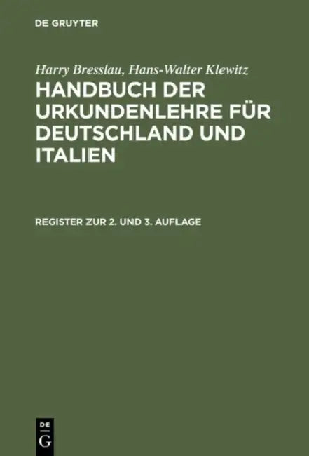 Register Zur 2. Und 3. Auflage (English, Hans Schulze)