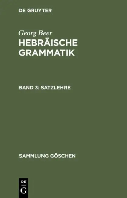 Satzlehre (English, Georg Beer)