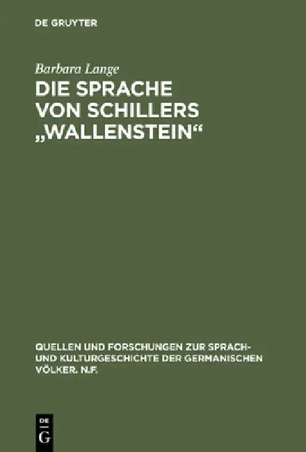 Die Sprache Von Schillers Wallenstein (English, Barbara Lange)
