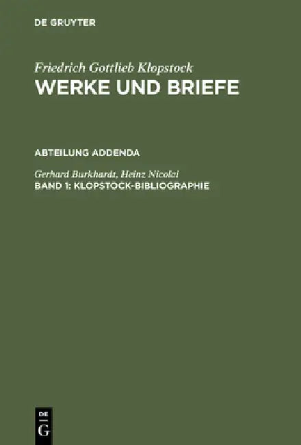 Klopstock, Friedrich Gottlieb (English, Gerhard Burkhardt | Heinz Nicolai | Helmut Riege)