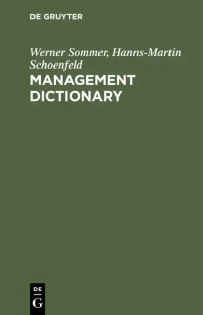 Management Dictionary (English, Werner Sommer | Hanns-Martin Schoenfeld)