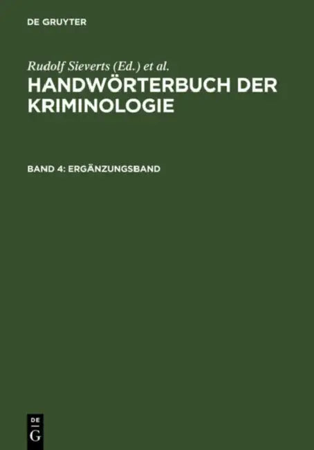 Erganzungsband (English, Alexander Elster | Heinrich Lingemann | Rudolf Sieverts)