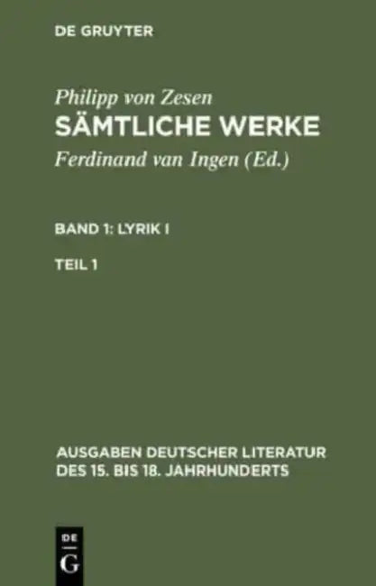Sämtliche Werke. Bd 1 (English, Philipp Von Zesen | Ferdinand Van Ingen)