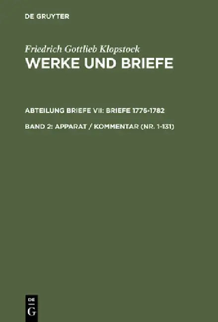 Apparat / Kommentar (Nr. 1-131) (English, Friedrich Gottlieb Klopstock)