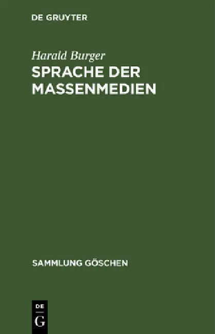 Sprache der Massenmedien (English, Harald Burger)