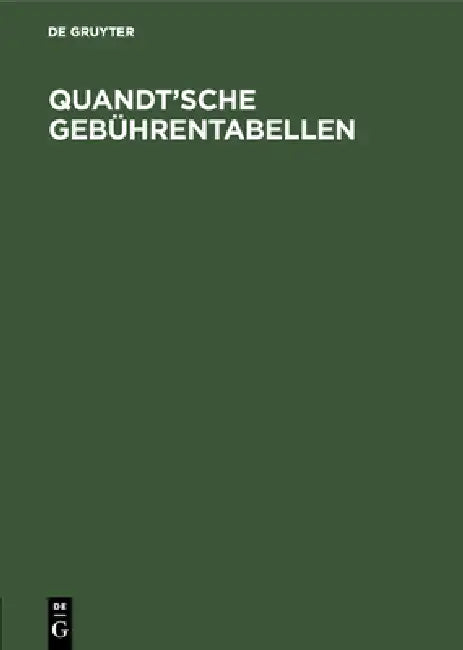 Quandt'sche Gebührentabellen (English, No Contributor)