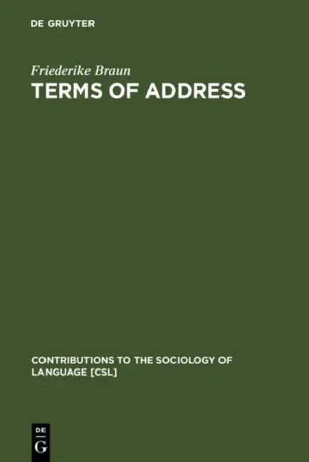 Terms of Address (English, Friederike Braun)