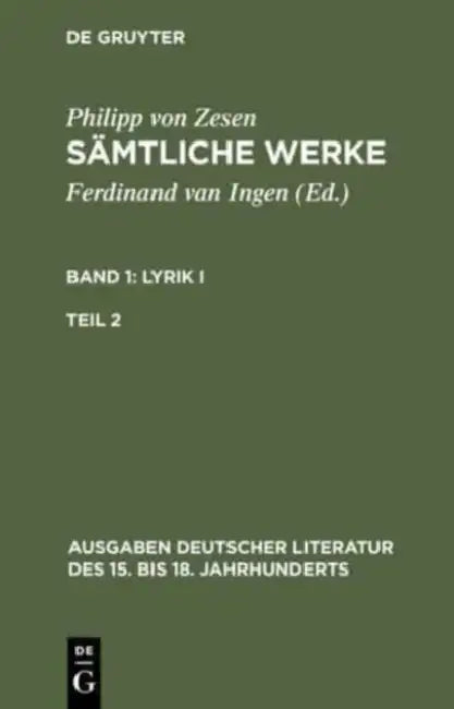 Sämtliche Werke. Bd 1 (English, Philipp Von Zesen | Ferdinand Van Ingen)