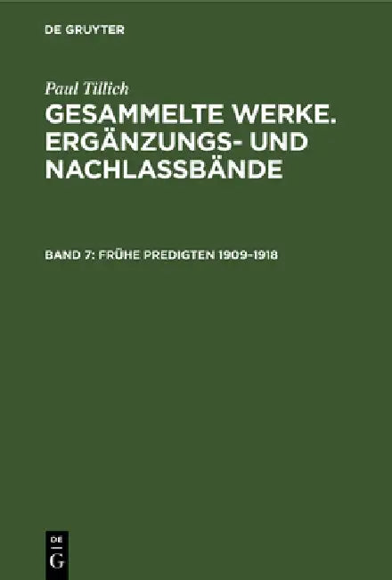Frühe Predigten 1909-1918 (English, Paul Tillich)