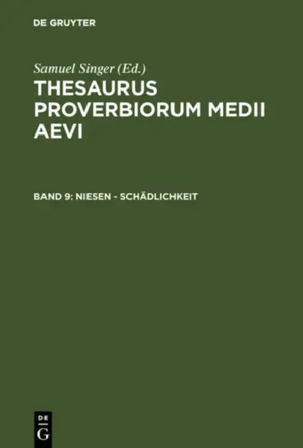 Niesen - Schadlichkeit (English, Samuel Singer | Kuratorium Singer Der Sagw)