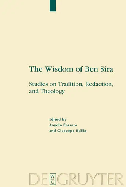 The Wisdom of Ben Sira (English, Angelo Passaro | Giuseppe Bellia)