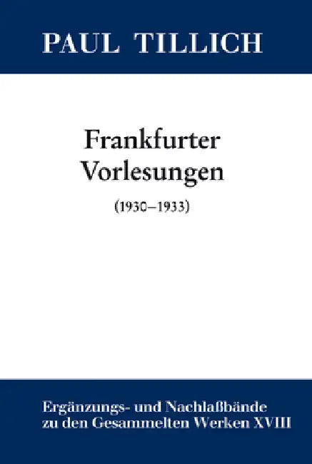 Frankfurter Vorlesungen (English, Erdmann Sturm)