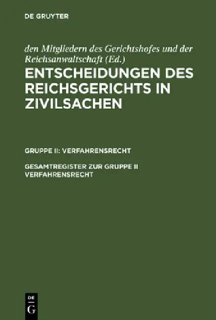 Gesamtregister Zur Gruppe II Verfahrensrecht (English, Erika Schimmelpfennig)