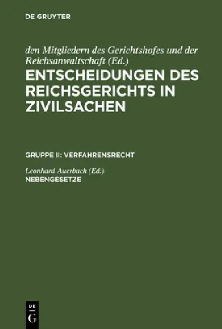 Entscheidungen des Reichsgerichts in Zivilsachen, Nebengesetze (English, Leonhard Auerbach)