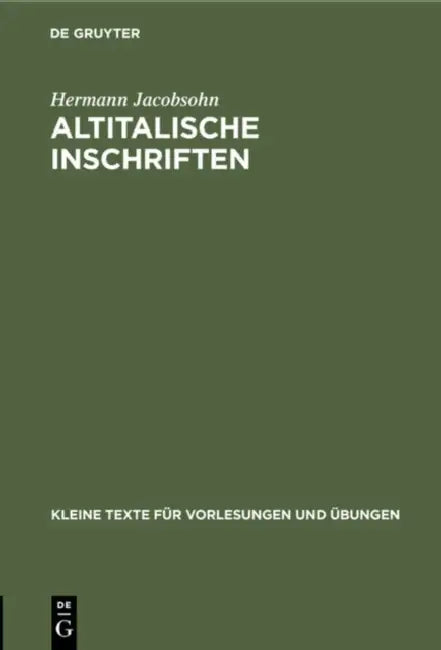 Altitalische Inschriften (English, Hermann Jacobsohn)