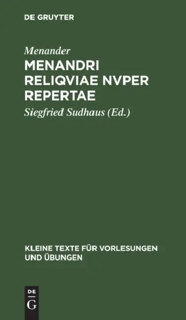Menandri Reliqviae Nvper Repertae (English, Menander | Siegfried Sudhaus)
