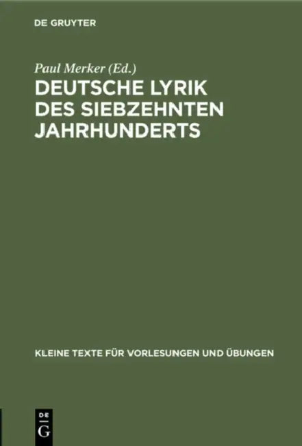Deutsche Lyrik Des Siebzehnten Jahrhunderts (English, Paul Merker)