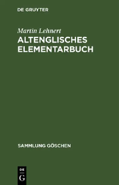 Altenglisches Elementarbuch (English, Martin Lehnert)