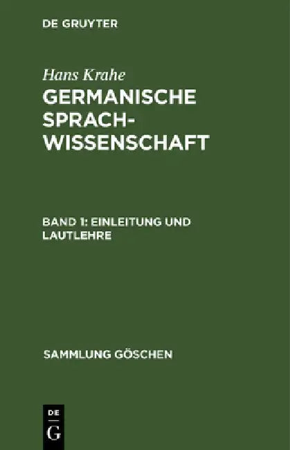 Einleitung und Lautlehre (English, Hans Krahe)