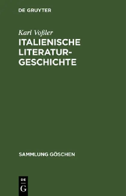 Italienische Literaturgeschichte (English, Karl Voßler)