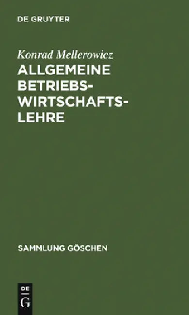 Allgemeine Betriebswirtschaftslehre (English, Konrad Mellerowicz)