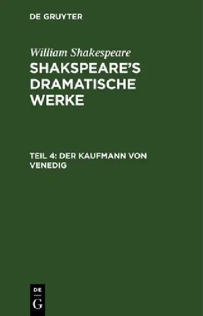 Der Kaufmann von Venedig (English, August Wilhelm Schlegel | Ludwig Tieck | William Shakespeare)