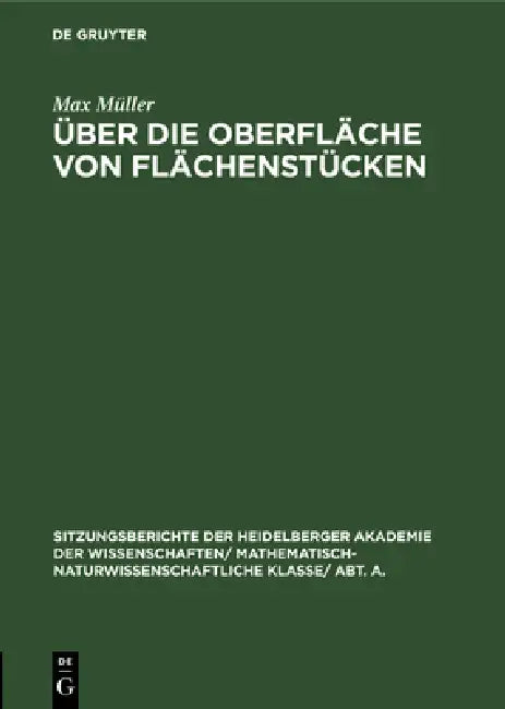 Über Die Oberfläche Von Flächenstücken (English, Max Müller)