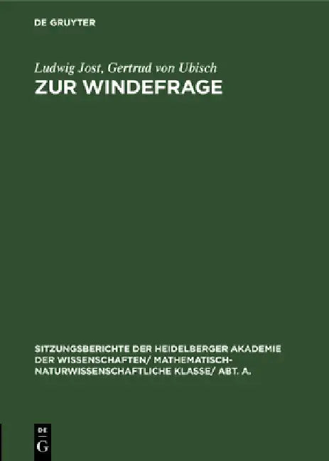 Zur Windefrage (English, Ludwig Jost | Gertrud Von Ubisch)