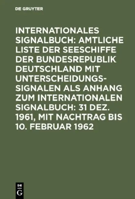 31 Dez. 1961, mit Nachtrag bis 10. Februar 1962 (English, Reichsamt Des Innern)