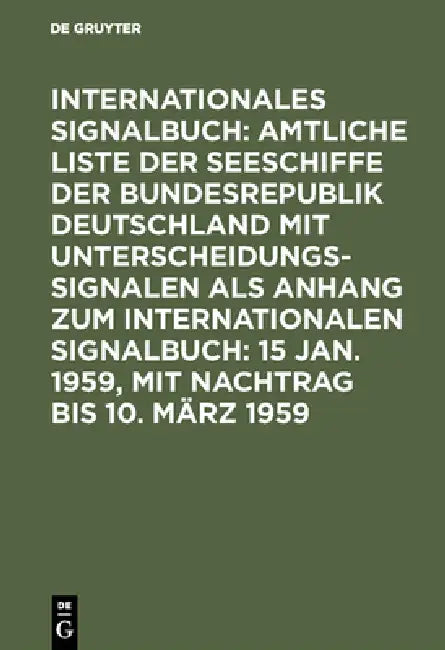 15 Jan. 1959, mit Nachtrag bis 10. März 1959 (English, Reichsamt Des Innern)