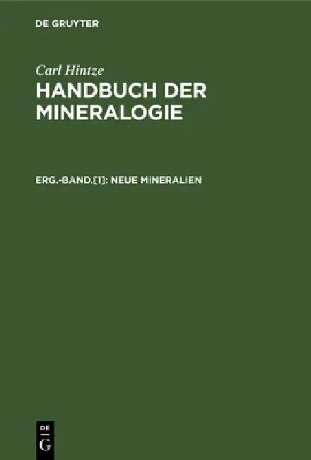 Neue Mineralien (English, Karl F. Chudoba | Carl Hintze)