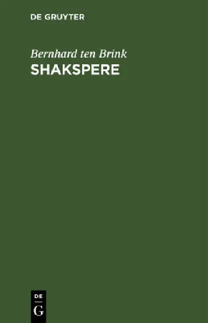 Shakspere (English, Bernhard Ten Brink)