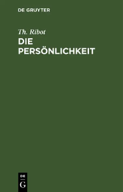 Die Persönlichkeit (English, Theodule Armand Ribot)
