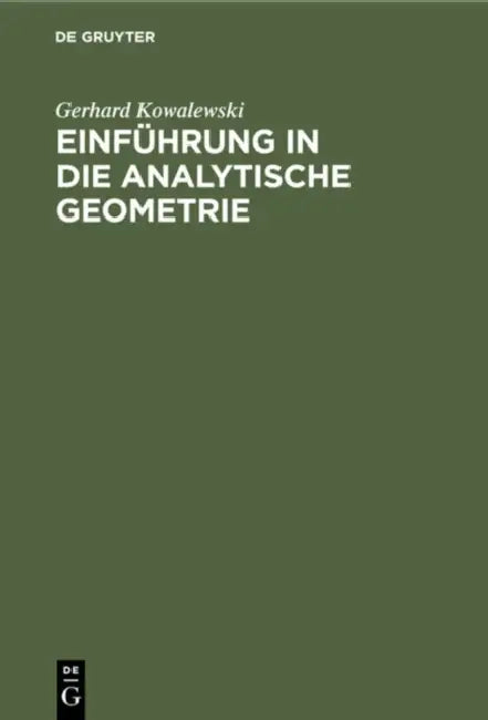 Einführung in Die Analytische Geometrie (English, Gerhard Kowalewski)