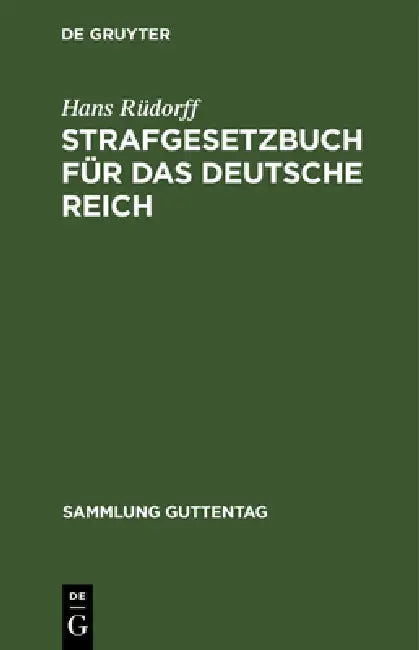 Strafgesetzbuch für das Deutsche Reich (English, Hans Rüdorff)