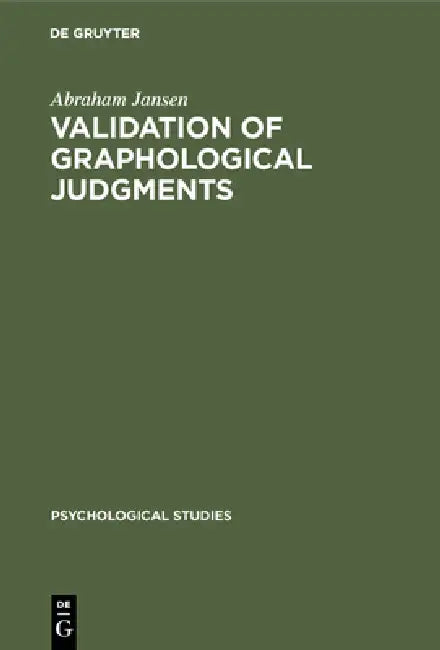 Validation of graphological judgments (English, Abraham Jansen | J. A. a. Spiekermann)