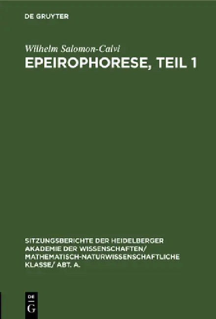 Epeirophorese, Teil 1 (English, Wilhelm Salomon-Calvi)