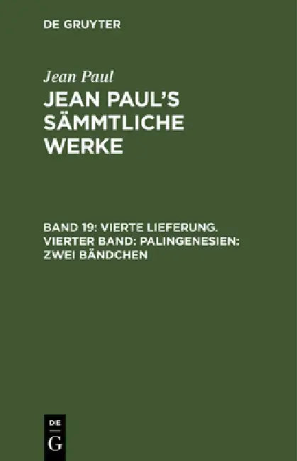 Vierte Lieferung. Vierter Band (English, Jean Paul)
