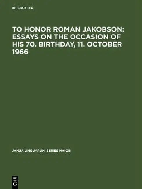 To Honor Roman Jakobson (English, No Contributor)