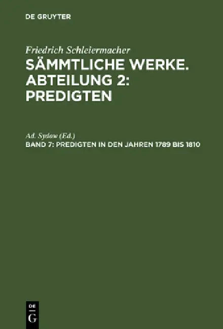 Predigten in den Jahren 1789 bis 1810 (English, Ad Sydow)
