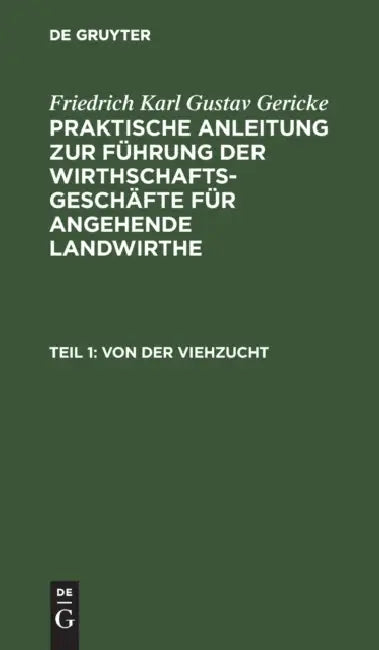 Von Der Viehzucht (English, Albrecht Thaer | Friedrich Karl Gustav Gericke)