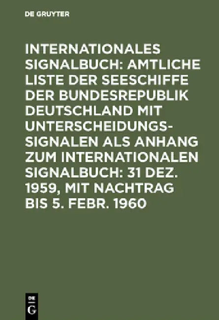 31 Dez. 1959, mit Nachtrag bis 5. Febr. 1960 (English, Reichsamt Des Innern)