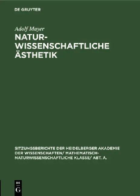 Naturwissenschaftliche Ästhetik (English, Adolf Mayer)