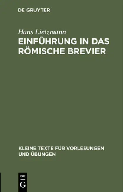 Einführung in das römische Brevier (English, Hans Lietzmann)