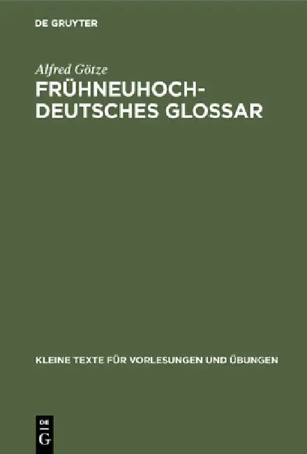 Frühneuhochdeutsches Glossar (English, Alfred Götze)