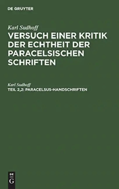 Paracelsus-Handschriften (English, Karl Sudhoff)
