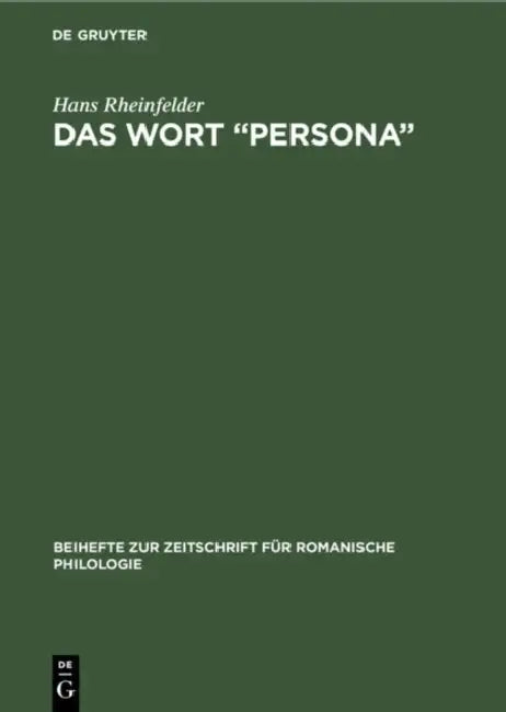 Das Wort "Persona" (English, Hans Rheinfelder)