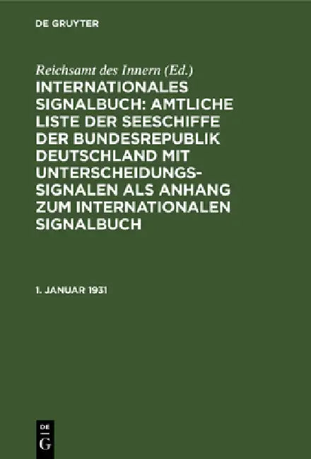 1. Januar 1931 (English, Reichsamt Des Innern)